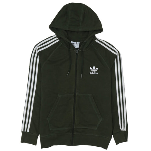 Adidas Womens Green Full Zip Hoodie Size 16 Hooded Sweatshirt