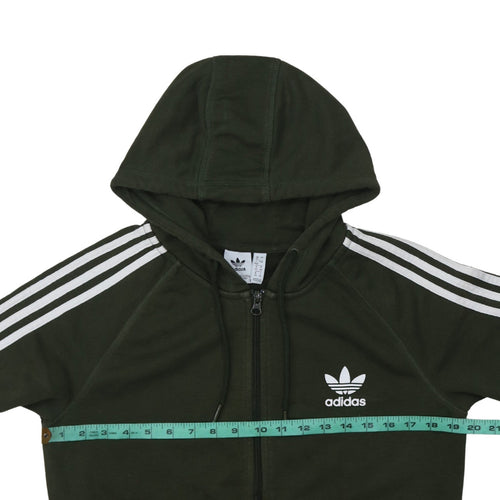 Adidas Womens Green Full Zip Hoodie Size 16 Hooded Sweatshirt