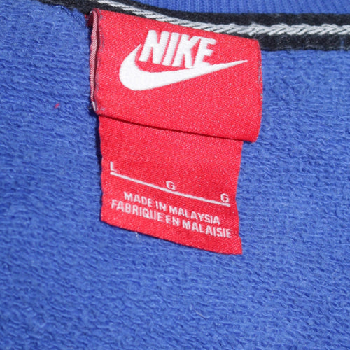Nike Womens Blue Logo Pullover Sweatshirt Size L Cotton Blend
