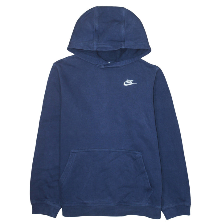 Nike Boys Blue Pullover Hoodie Sweatshirt L 147–158cm Fleece Logo