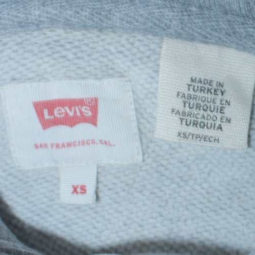 Levi's Women Grey Pullover Hoodie XS Logo Print Casual Sweatshirt