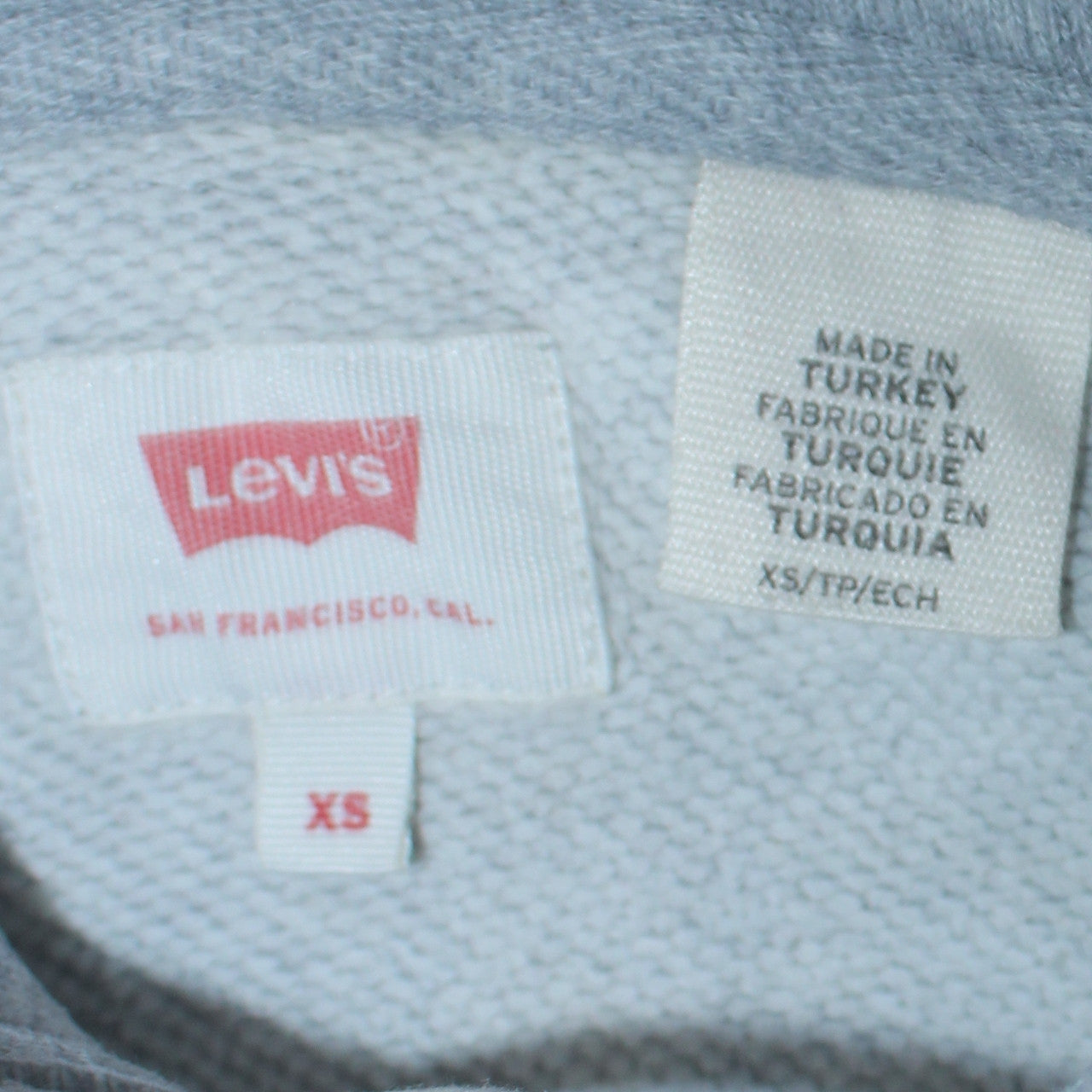 Levi's Women Grey Pullover Hoodie XS Logo Print Casual Sweatshirt