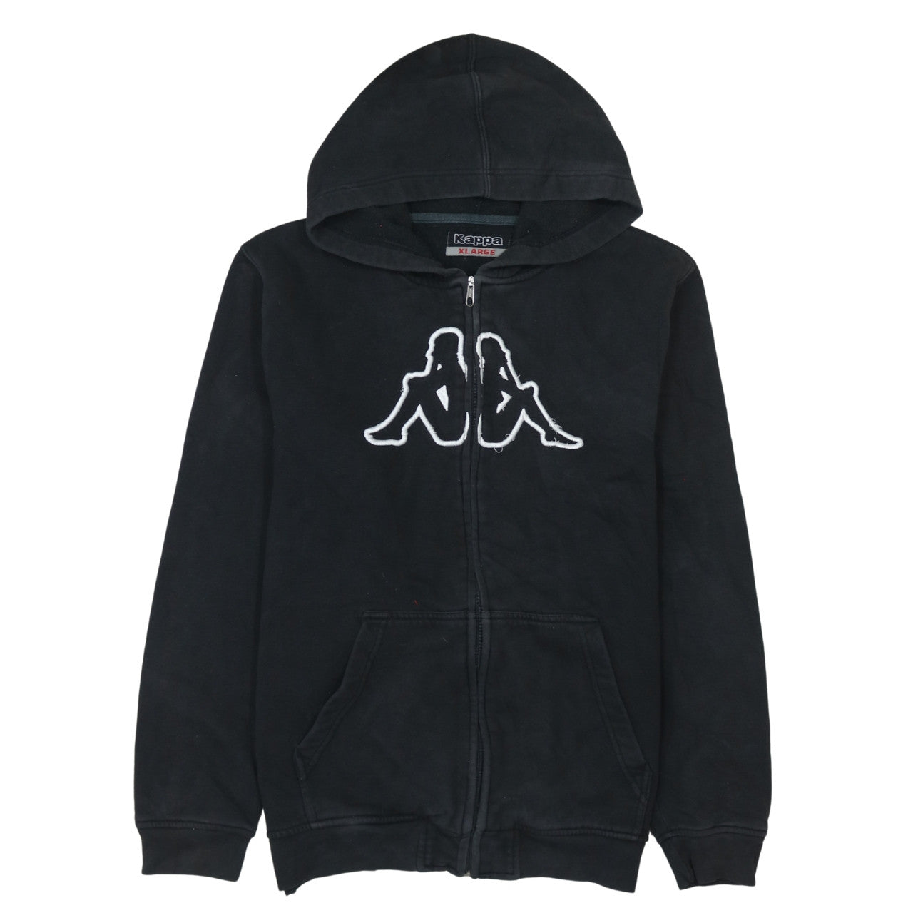 Kappa Men's Black Full Zip Hoodie XL Logo Fleece Sweatshirt