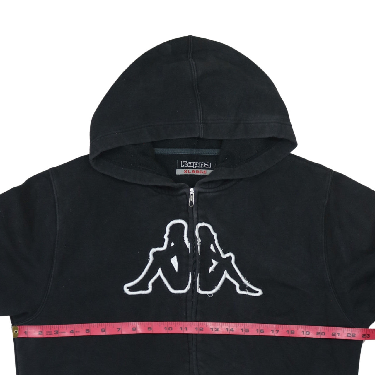 Kappa Men's Black Full Zip Hoodie XL Logo Fleece Sweatshirt