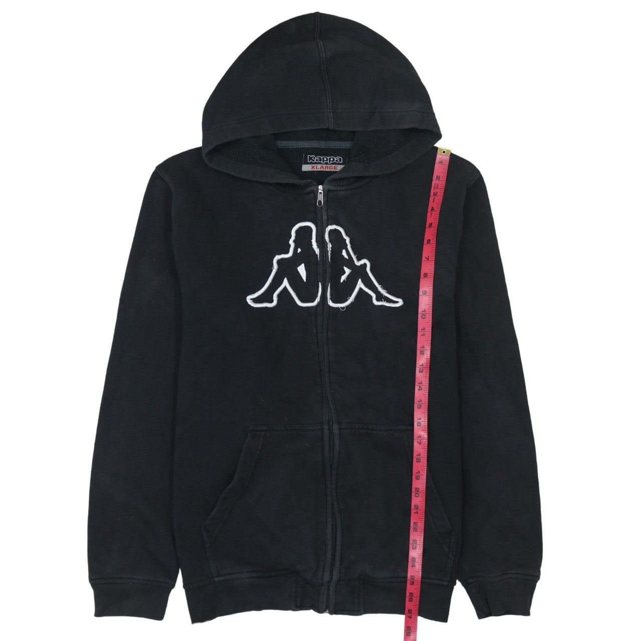 Kappa Men's Black Full Zip Hoodie XL Logo Fleece Sweatshirt