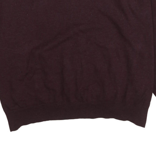 BOSS Mens Brown 2XL V-Neck Wool Cotton Pullover Jumper