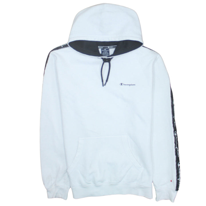 Champion Men's White Pullover Hoodie Large Logo Tape Sportswear