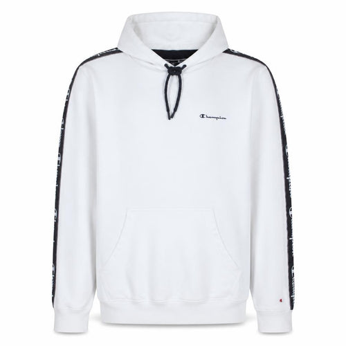 Champion Men's White Pullover Hoodie Large Logo Tape Sportswear