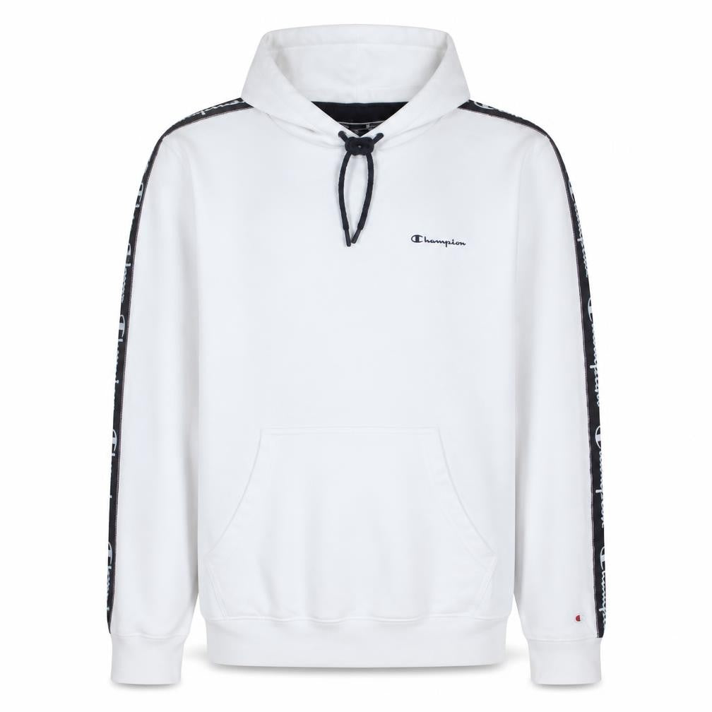 Champion Men's White Pullover Hoodie Large Logo Tape Sportswear