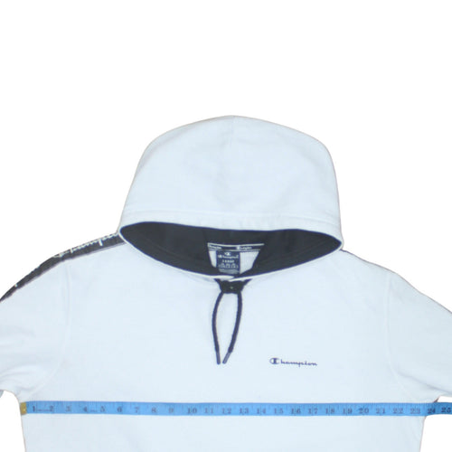 Champion Men's White Pullover Hoodie Large Logo Tape Sportswear