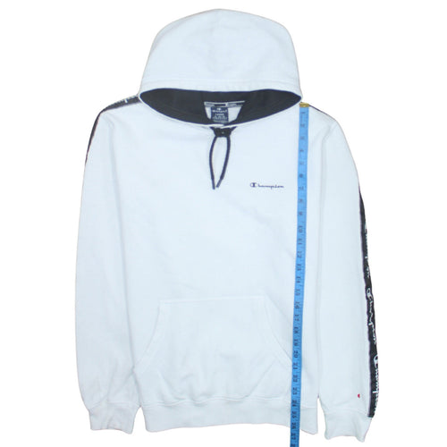 Champion Men's White Pullover Hoodie Large Logo Tape Sportswear