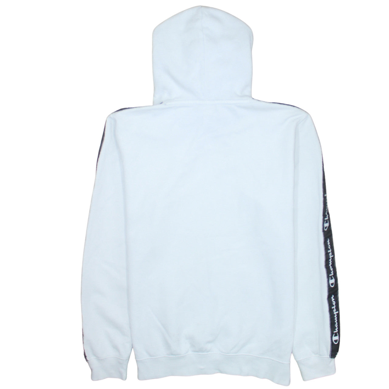 Champion Men's White Pullover Hoodie Large Logo Tape Sportswear