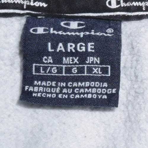 Champion Men's White Pullover Hoodie Large Logo Tape Sportswear
