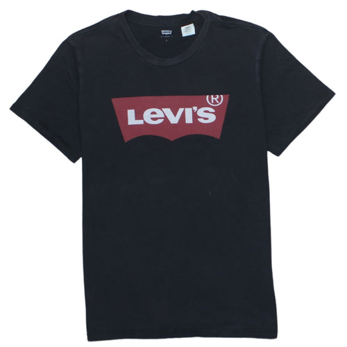Levi's Men's Black Red Batwing Logo Crew Neck Cotton T-Shirt Size S
