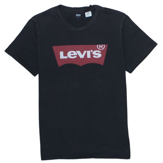 Levi's Men's Black Red Batwing Logo Crew Neck Cotton T-Shirt Size S