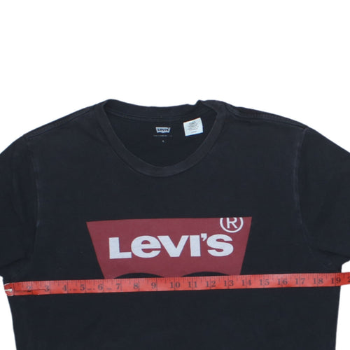 Levi's Men's Black Red Batwing Logo Crew Neck Cotton T-Shirt Size S