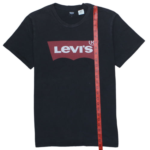 Levi's Men's Black Red Batwing Logo Crew Neck Cotton T-Shirt Size S
