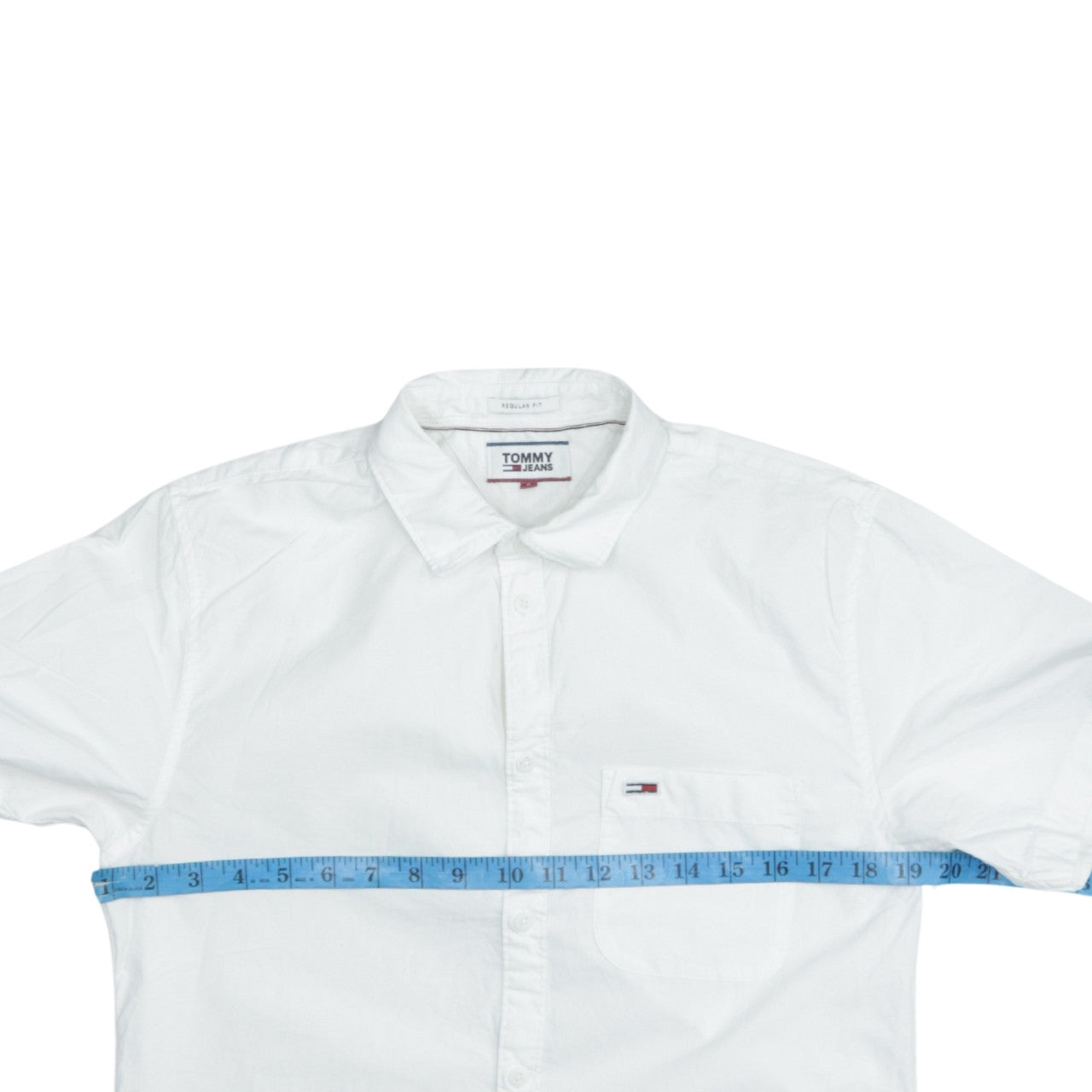 Tommy Jeans Men's White Short Sleeve Button-Up Cotton Shirt Size S
