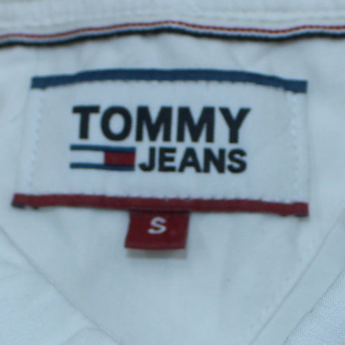 Tommy Jeans Men's White Short Sleeve Button-Up Cotton Shirt Size S