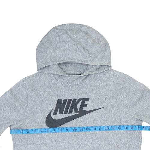 Nike Boys Grey XL Pullover Fleece Hoodie with Logo Graphic Print