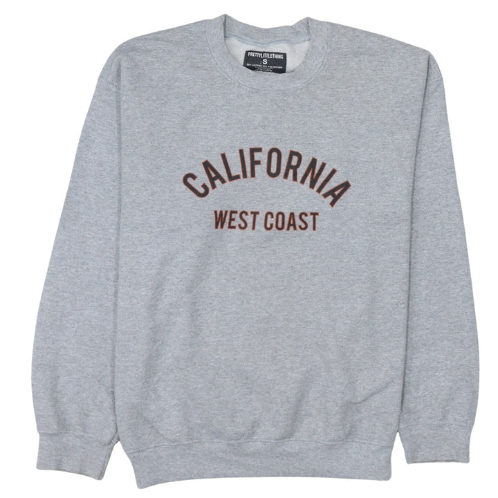 PrettyLittleThing Womens Grey California West Coast Pullover Sweatshirt Size S