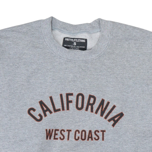 PrettyLittleThing Womens Grey California West Coast Pullover Sweatshirt Size S