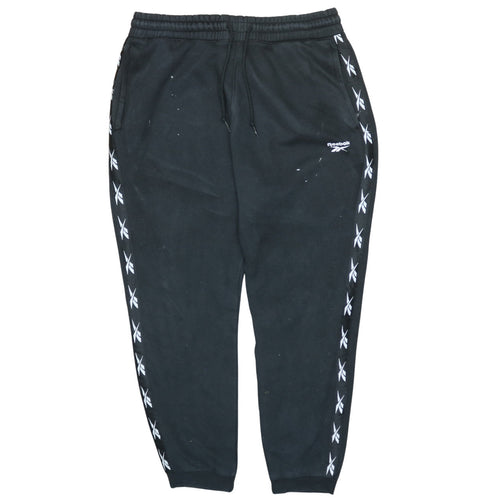 Reebok Men’s Black Logo Sweatpants L Tapered Track Joggers