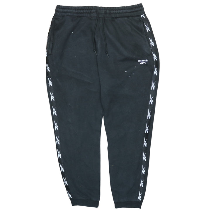Reebok Men’s Black Logo Sweatpants L Tapered Track Joggers