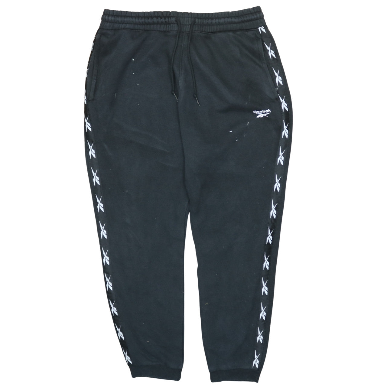 Reebok Men’s Black Logo Sweatpants L Tapered Track Joggers