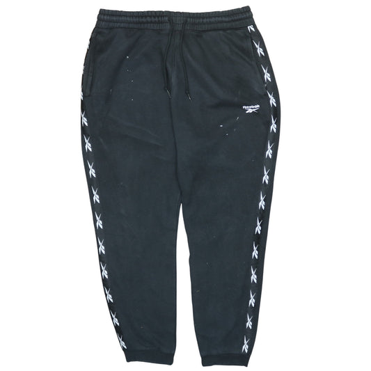 Reebok Men’s Black Logo Sweatpants L Tapered Track Joggers