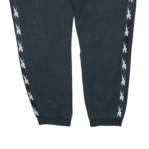 Reebok Men’s Black Logo Sweatpants L Tapered Track Joggers