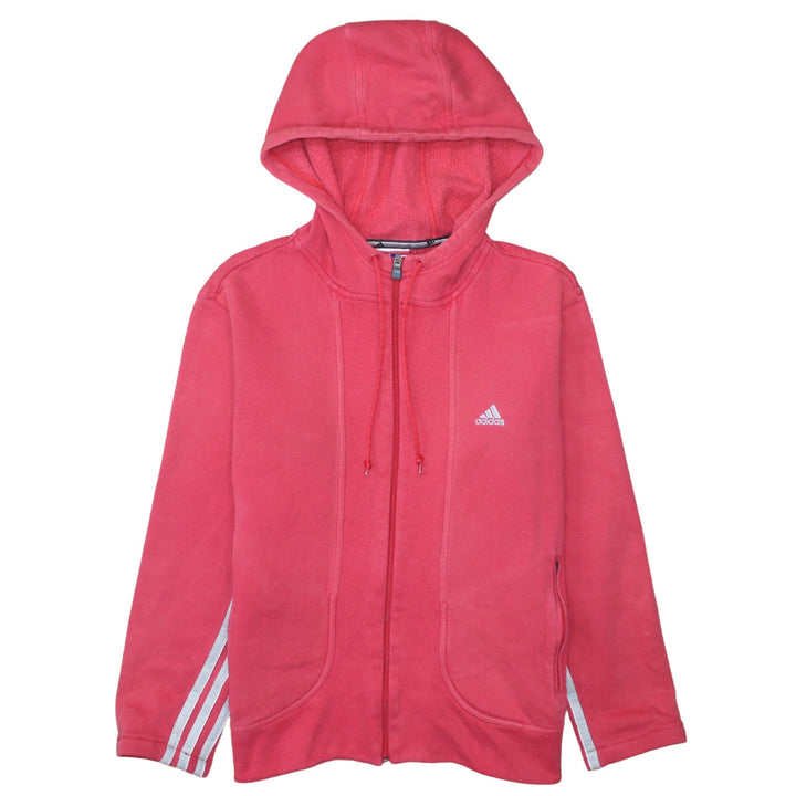 Adidas Women Pink Full Zip Hoodie Fleece Lined Size M