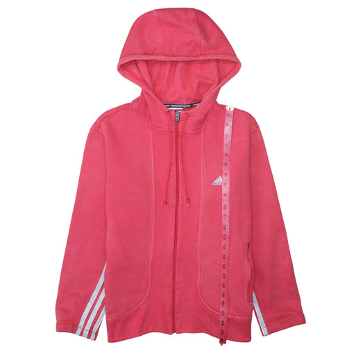 Adidas Women Pink Full Zip Hoodie Fleece Lined Size M