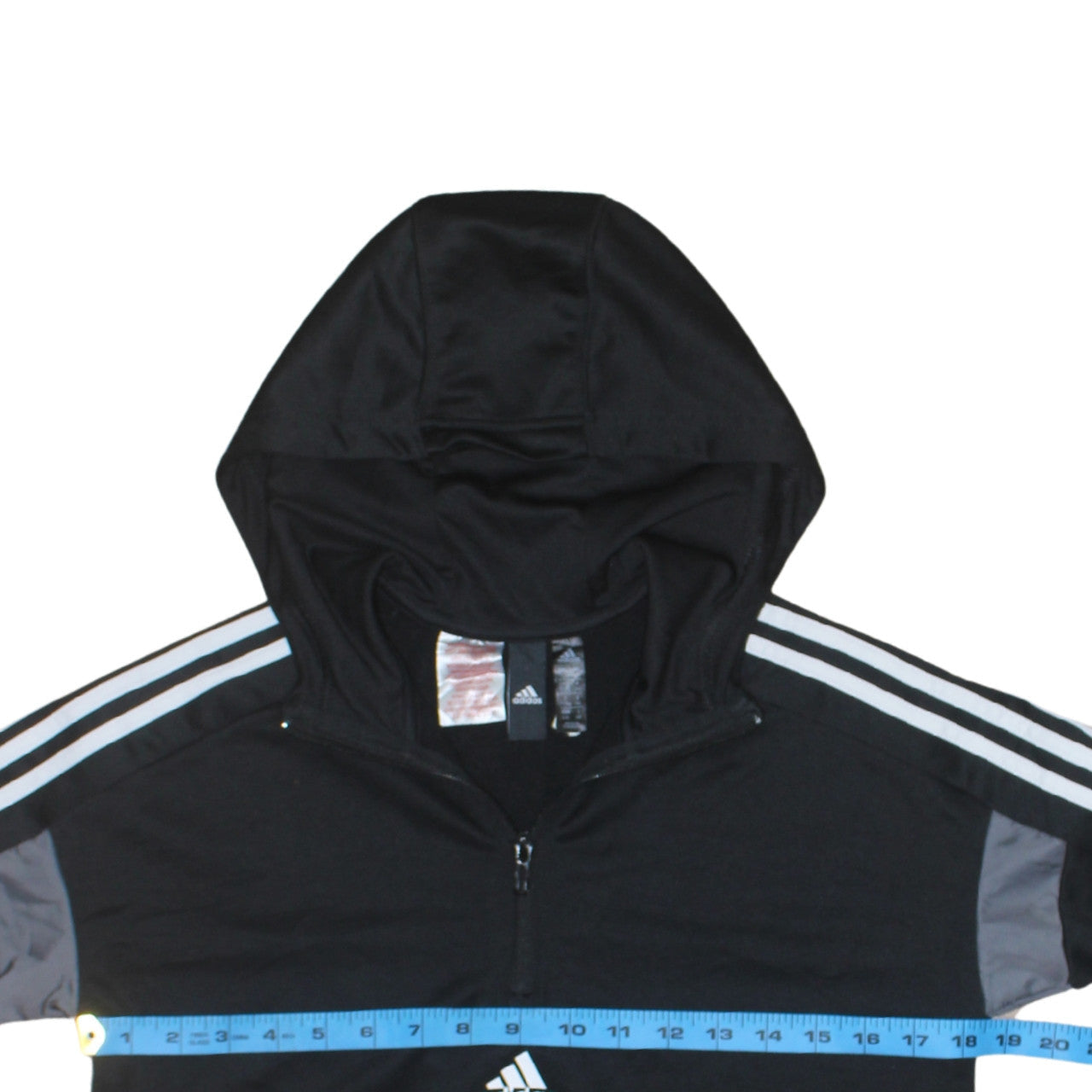 Adidas Boys Black 13-14 Years Pullover Hoodie with 1/4 Zip & Logo