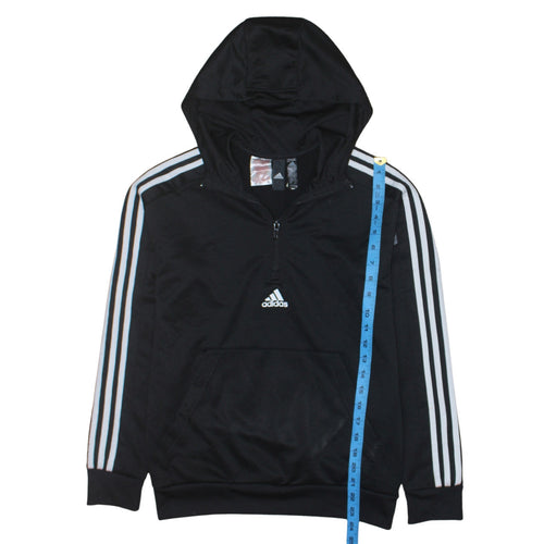 Adidas Boys Black 13-14 Years Pullover Hoodie with 1/4 Zip & Logo