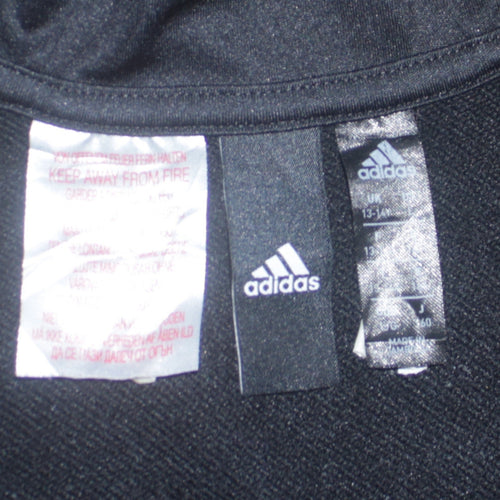 Adidas Boys Black 13-14 Years Pullover Hoodie with 1/4 Zip & Logo