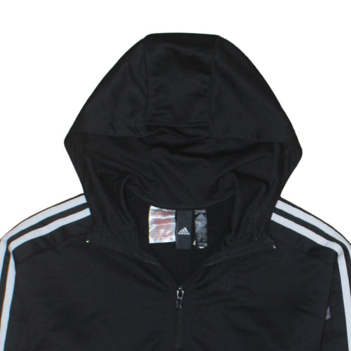 Adidas Boys Black 13-14 Years Pullover Hoodie with 1/4 Zip & Logo