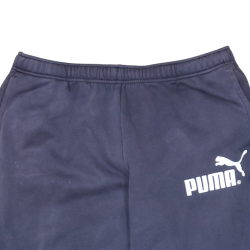 Puma Men's Blue Fleece Sweatpants L Regular Fit Casual Trousers