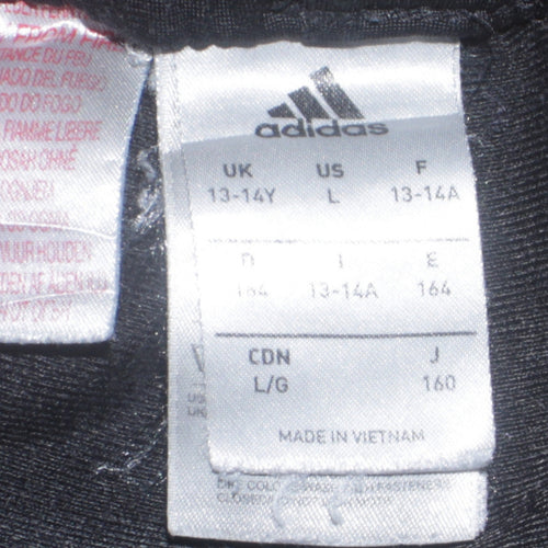 adidas Boys Black 13-14 Years Track Pants Tapered Fit Sports Trousers