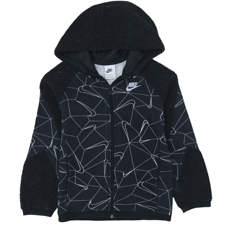 Nike Boys Black Full Zip Hoodie Sweatshirt 128-137cm S Graphic Fleece