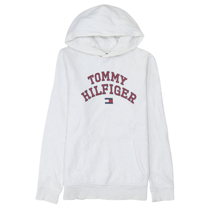 Tommy Hilfiger Boys White Pullover Hoodie Size 176 Logo Hooded Sweatshirt