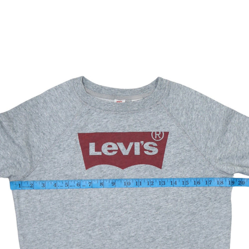 Levi's Womens Grey Crew Neck Logo Pullover Sweatshirt Size S