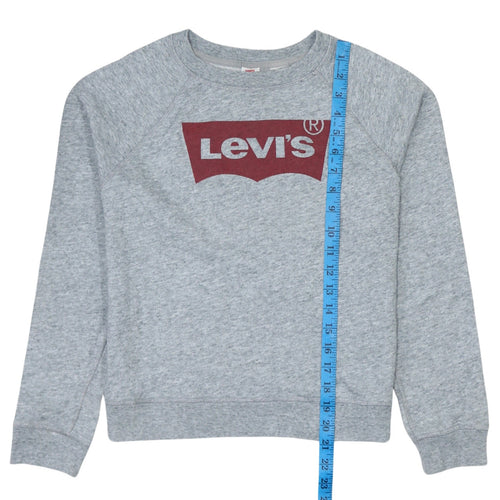 Levi's Womens Grey Crew Neck Logo Pullover Sweatshirt Size S