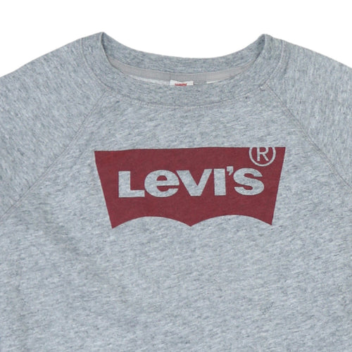 Levi's Womens Grey Crew Neck Logo Pullover Sweatshirt Size S