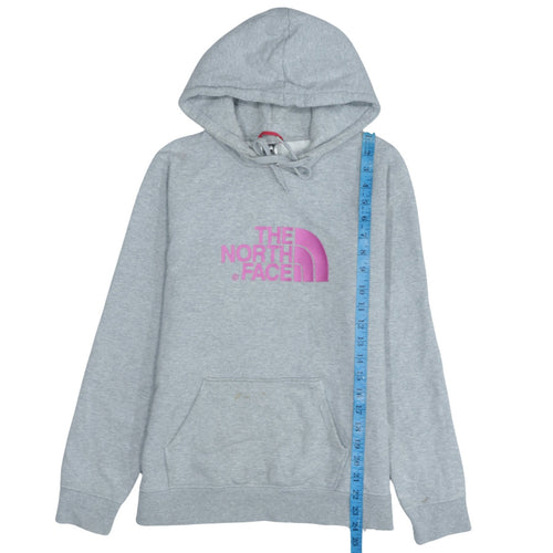 The North Face Womens Grey Pullover Hoodie M Logo Print Cotton Blend