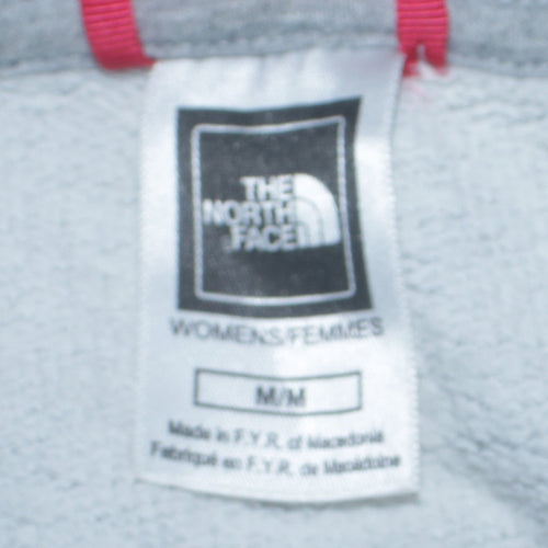The North Face Womens Grey Pullover Hoodie M Logo Print Cotton Blend