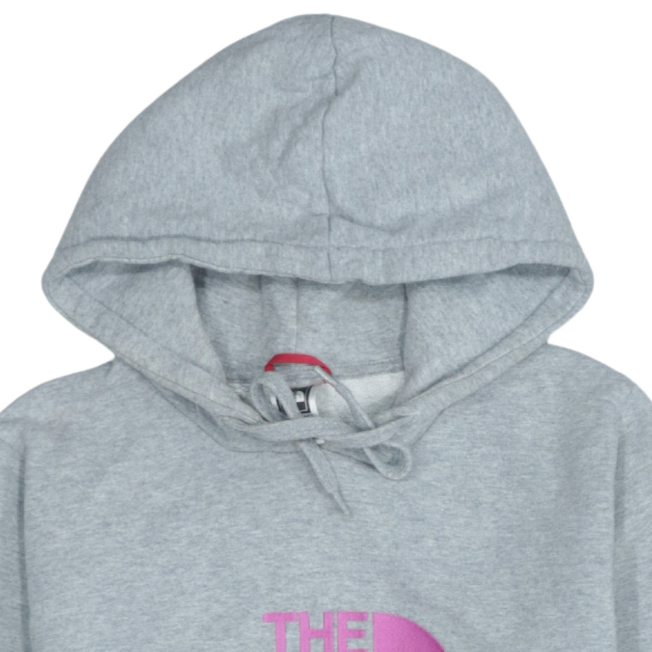 The North Face Womens Grey Pullover Hoodie M Logo Print Cotton Blend