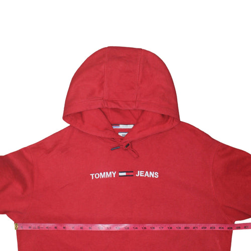 Tommy Jeans Men's Red Relaxed Fit Pullover Hoodie XL