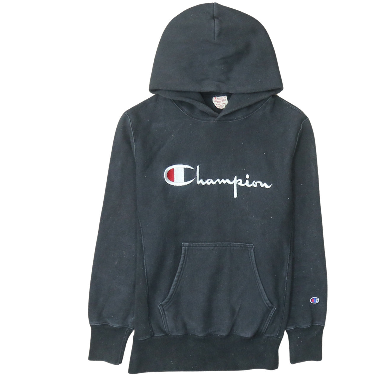 Champion Men's Black Medium Pullover Hoodie Embroidered Logo