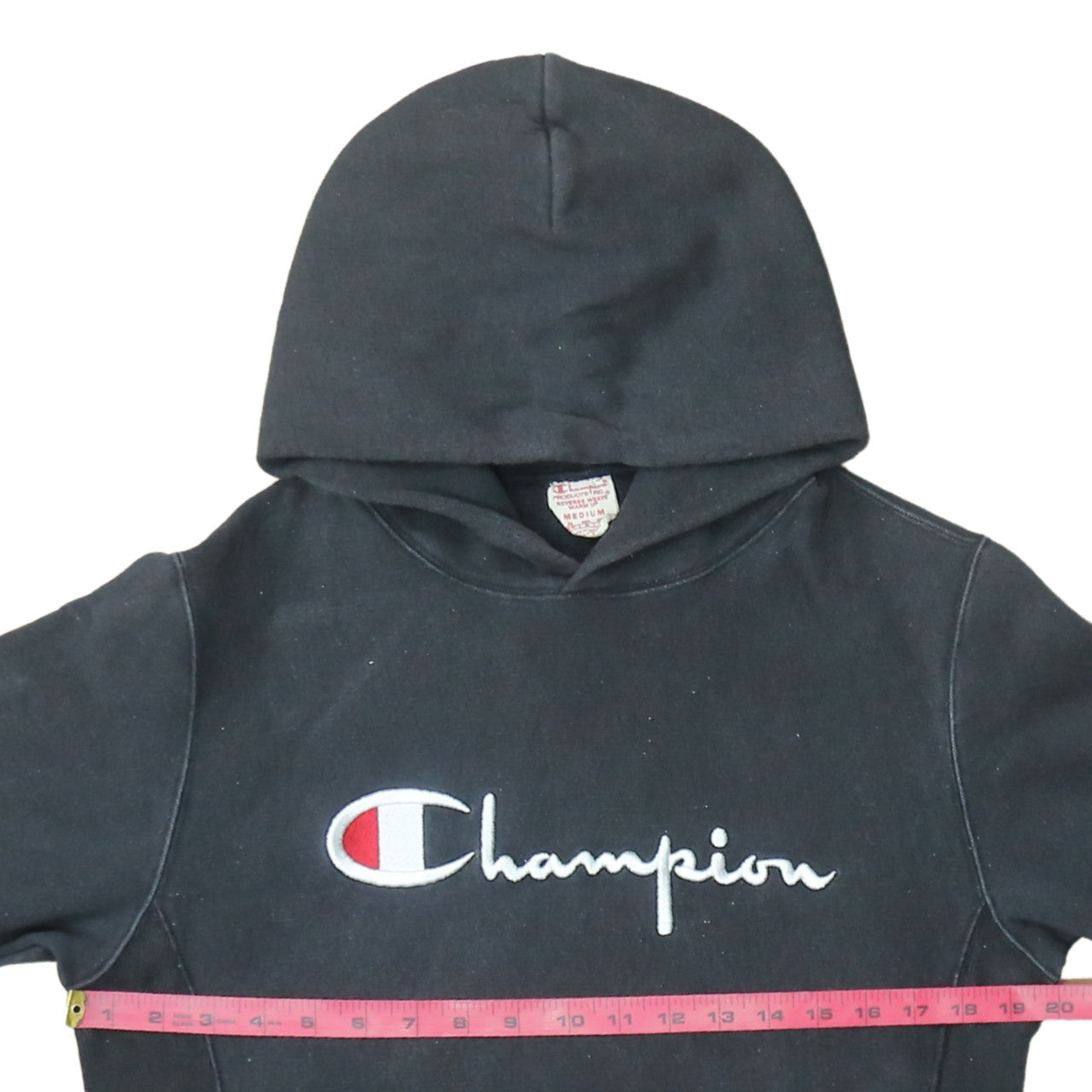 Champion Men's Black Medium Pullover Hoodie Embroidered Logo